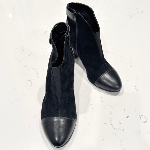 David Tate Black Suede Ankle Boots with Leather Toe and Heel NWOT - Picture 6 of 12